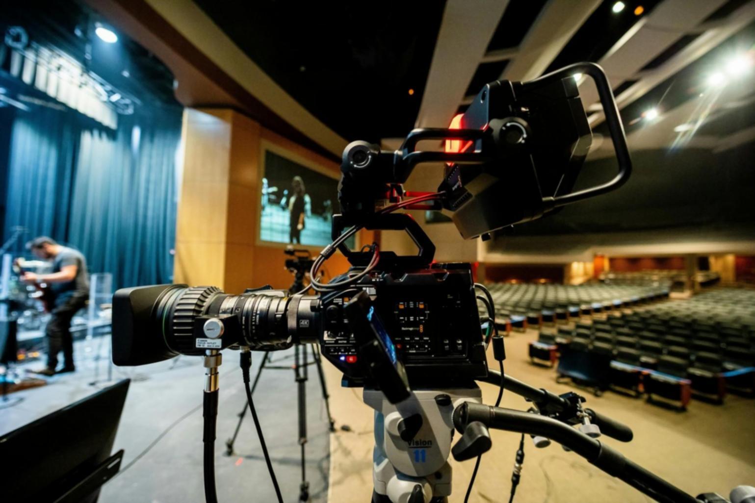 Video production equipment and lighting setup